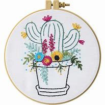 Plaid Bucilla Kit 47915E Cactus Bloom Stamped Embroidery Kit 6" x 6"/15.24 cm x 15.24 cm